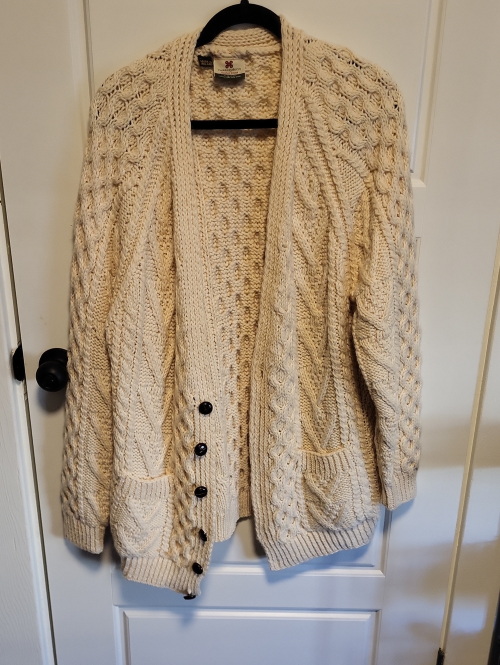 Cable Knit Button-Front Cardigan Sweater - Cream